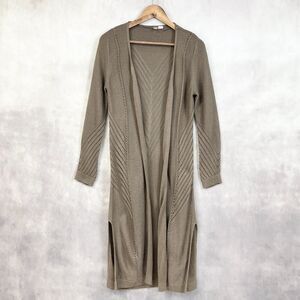 Anthropologie Moth Duster Sweater Womens Small Pointelle Minimalist Boho Neutral